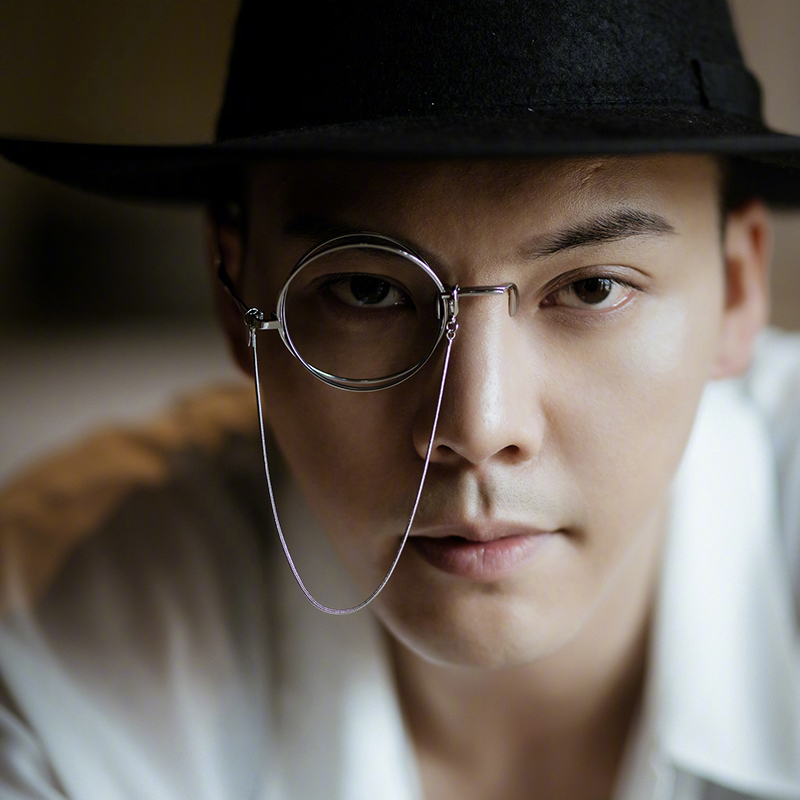 单片眼镜带链条男复古单边镜框装C饰眼睛女网红拍照近视可配镜框