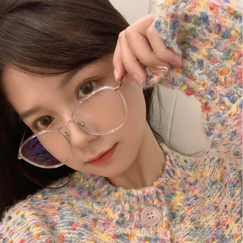 复古透明素颜女超轻n平光眼镜大脸椭圆眼镜框潮防蓝光近视眼镜