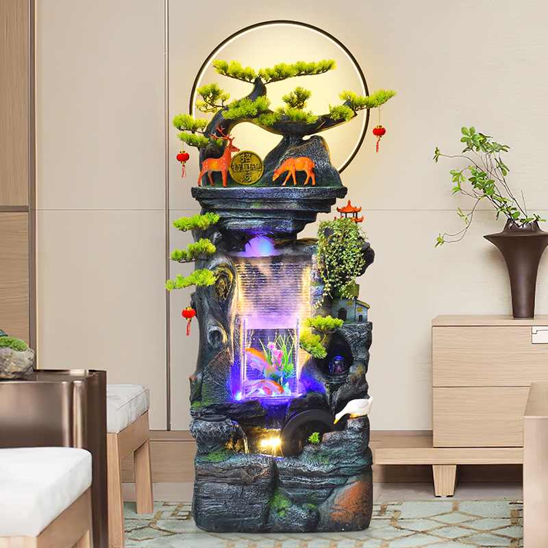 客厅玄关假山流水k落地摆件循环水幕墙鱼缸办公室造景喷泉开业装