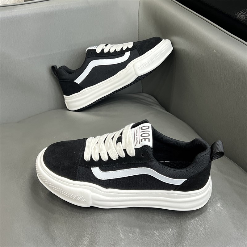 板鞋男2025春夏季新款透气真皮运动休闲鞋潮流增高溶解厚底帆布鞋
