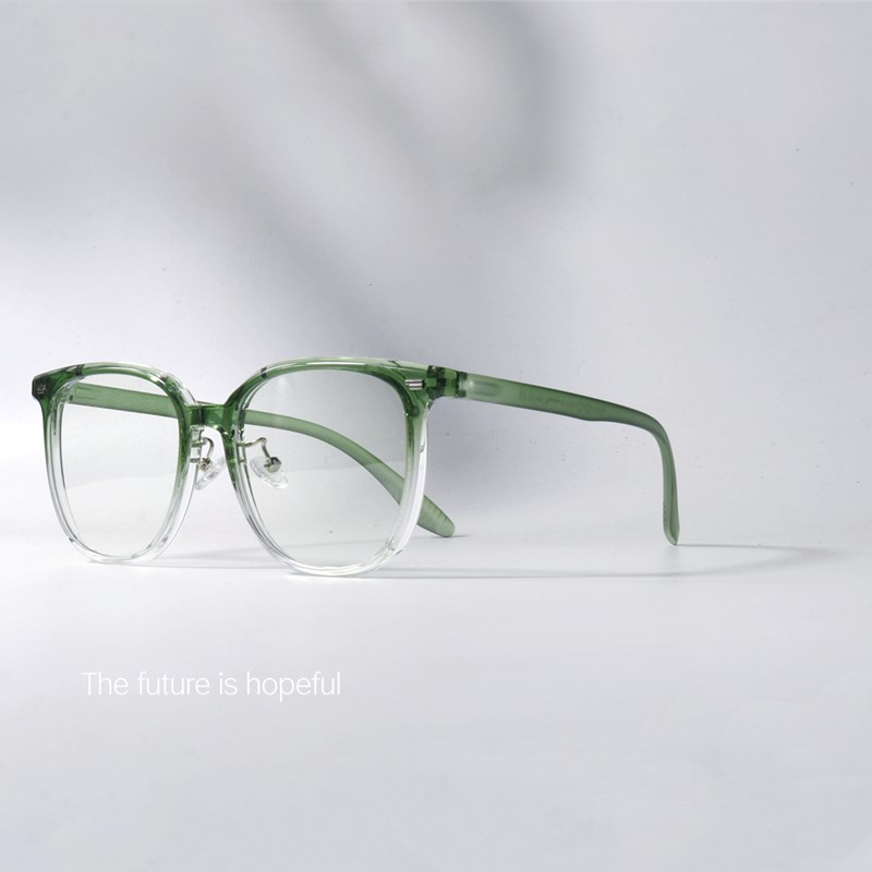 方形大框渐变绿色防蓝q光眼镜护眼修饰脸型素颜可配近视复古眼镜