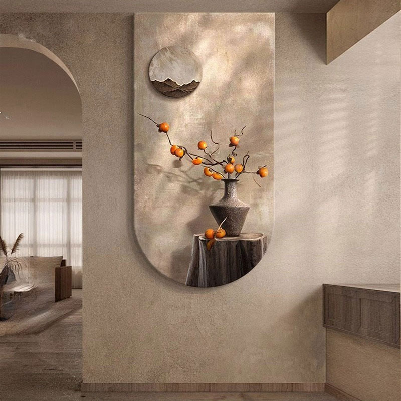 LED新中式玄关装饰画禅意茶室走廊过道壁灯侘寂风客厅灯光画挂画