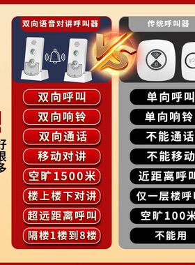 呼叫铃老人d无线楼层呼叫器办公室小型房间茶楼语音餐厅儿童对讲