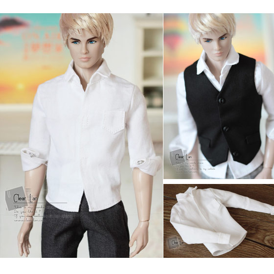 [H-2b01510-02]白色长袖衬衫/FR男 娃衣