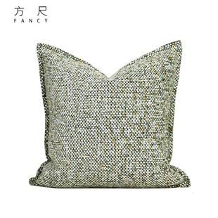 轻奢现代极简样板房间售楼处莫奈彩高级靠垫雪尼尔抱枕套绿色靠包