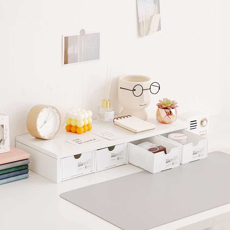 桌面收纳架子抽屉式小盒子宿舍ins学生书桌整理置物架电脑增高架