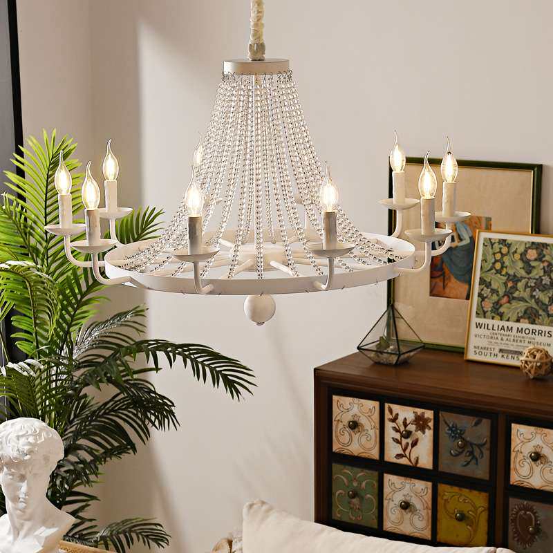 新品法式餐厅吊灯美式乡村简约蜡烛艺术吊灯美式田园客厅创意吊灯