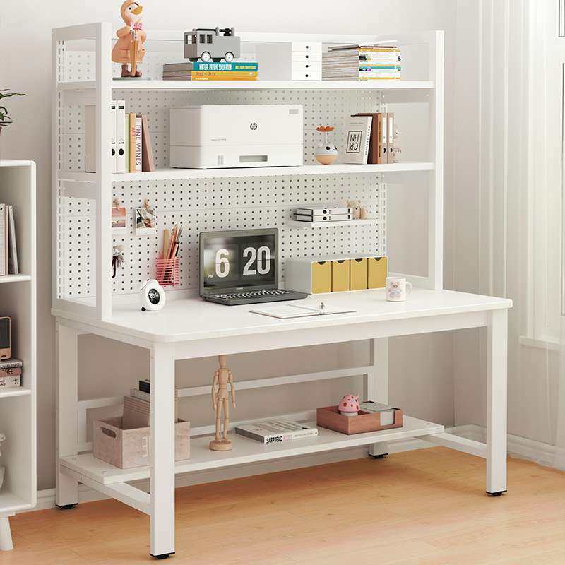 洞洞板电脑桌学生家用书桌书架一体简约学习桌子小型置物架写字枱