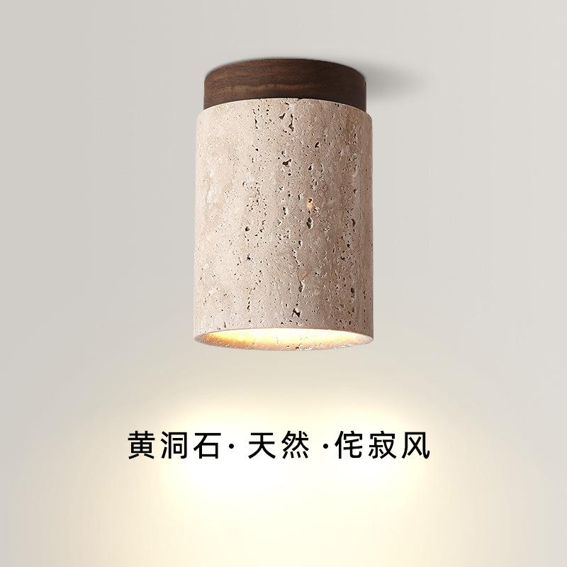 日式侘寂风吸顶灯黄洞石设计师复古个性入户走廊过道衣帽间阳台灯