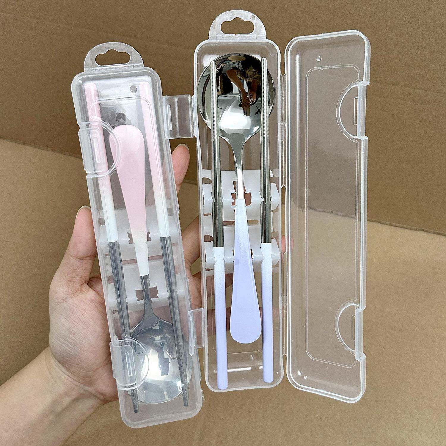 挖到宝啦！不锈钢筷子勺子套装便携餐具盒小学生一人用餐具收纳盒