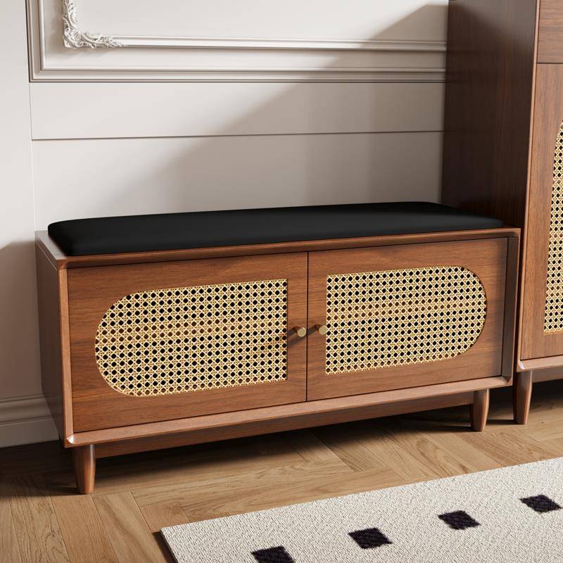 藤编换鞋凳鞋柜一体简约现代家用门口收纳凳小户型入户可坐穿鞋凳