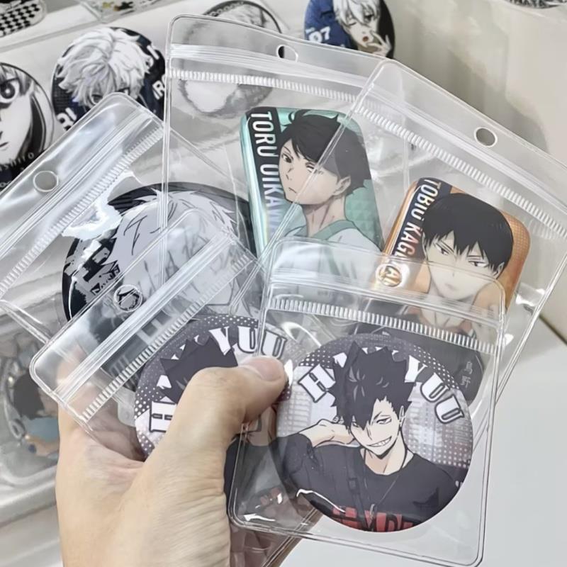 吧唧保护套自封袋方形带孔外出58mm65mm75mm谷美挂墙收纳展示架子