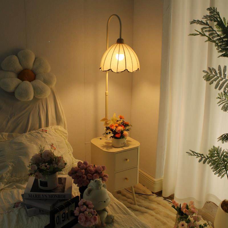 简约现代圆角木头灯杯奶油风落地灯客厅置物架床头柜茶几一体台灯,家装灯饰光源,装饰落地灯,淘宝优惠券,粉丝福利购,淘宝优惠卷