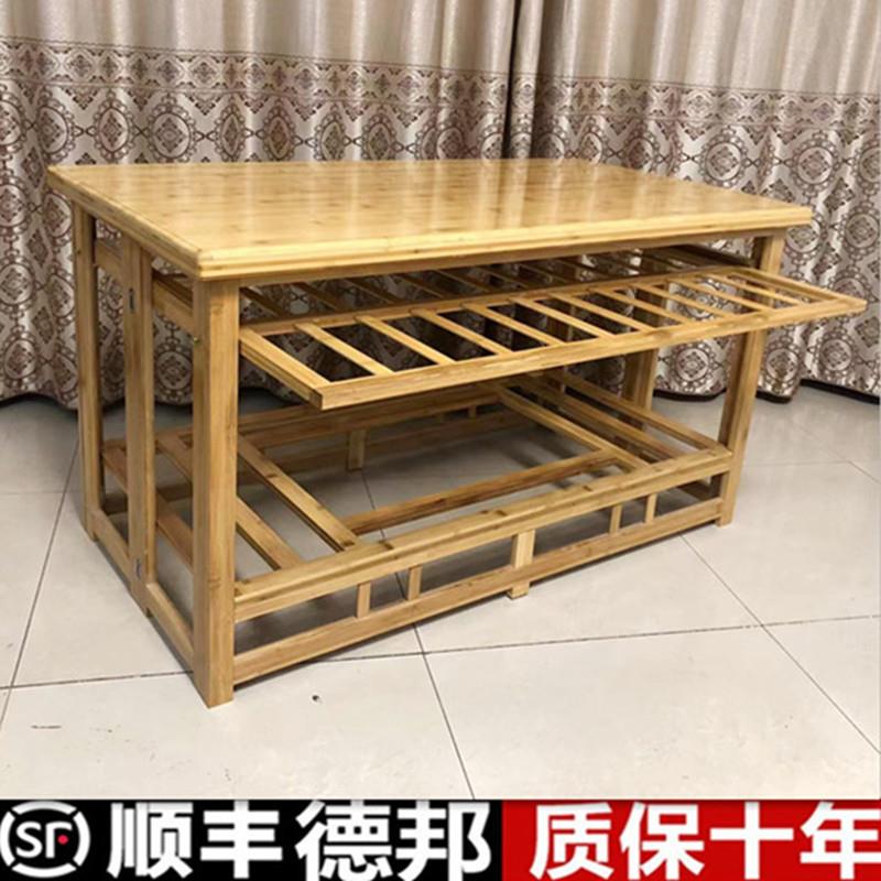 楠竹烤火架多功能可折叠烤火桌冬季取暖烤衣服客厅餐桌茶几长方形