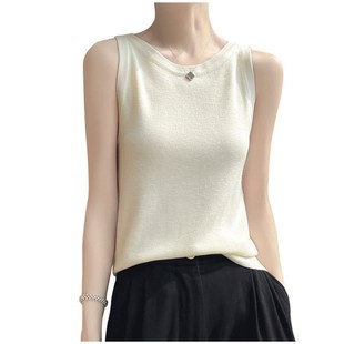 洋气夏季 打底衫 针织圆领吊带背心女内搭西装 显瘦条纹无袖 修身 时尚