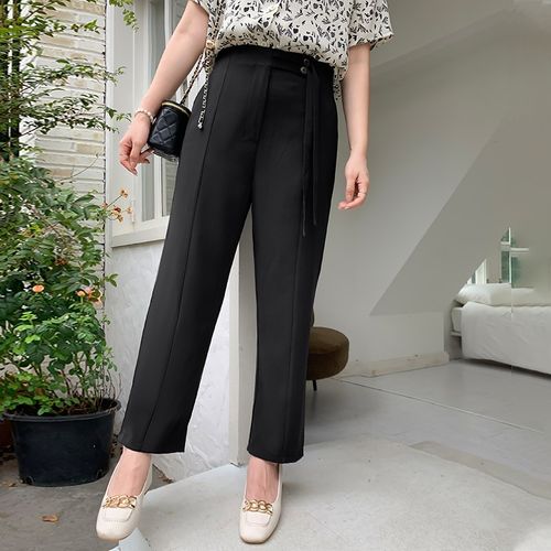 大码女装秋冬200斤胖mm设计感西装裤显瘦长裤宽松休闲裤31769。