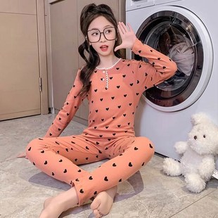 女童秋衣秋裤套装秋冬新款德绒保暖中大童家居服双面德绒女童睡衣