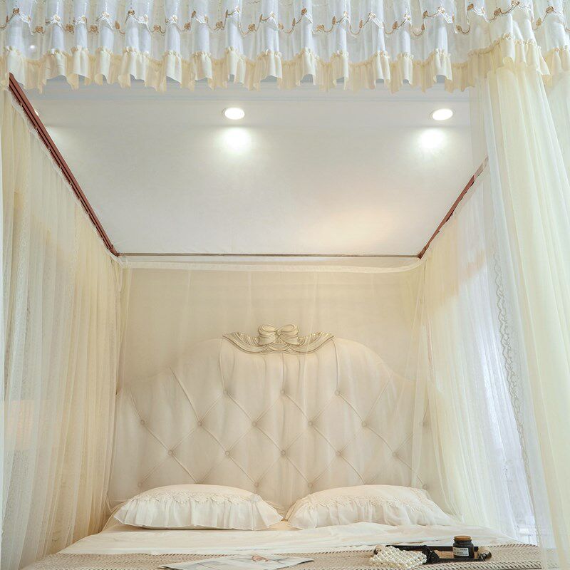 2024新款导轨蚊帐u型轨道家用卧室落地加厚可升降支架加粗免打孔