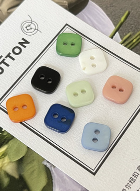 ISLE彩色方形淡水河贝两眼扣毛衣开衫衬衫小扣子polo衫装饰扣