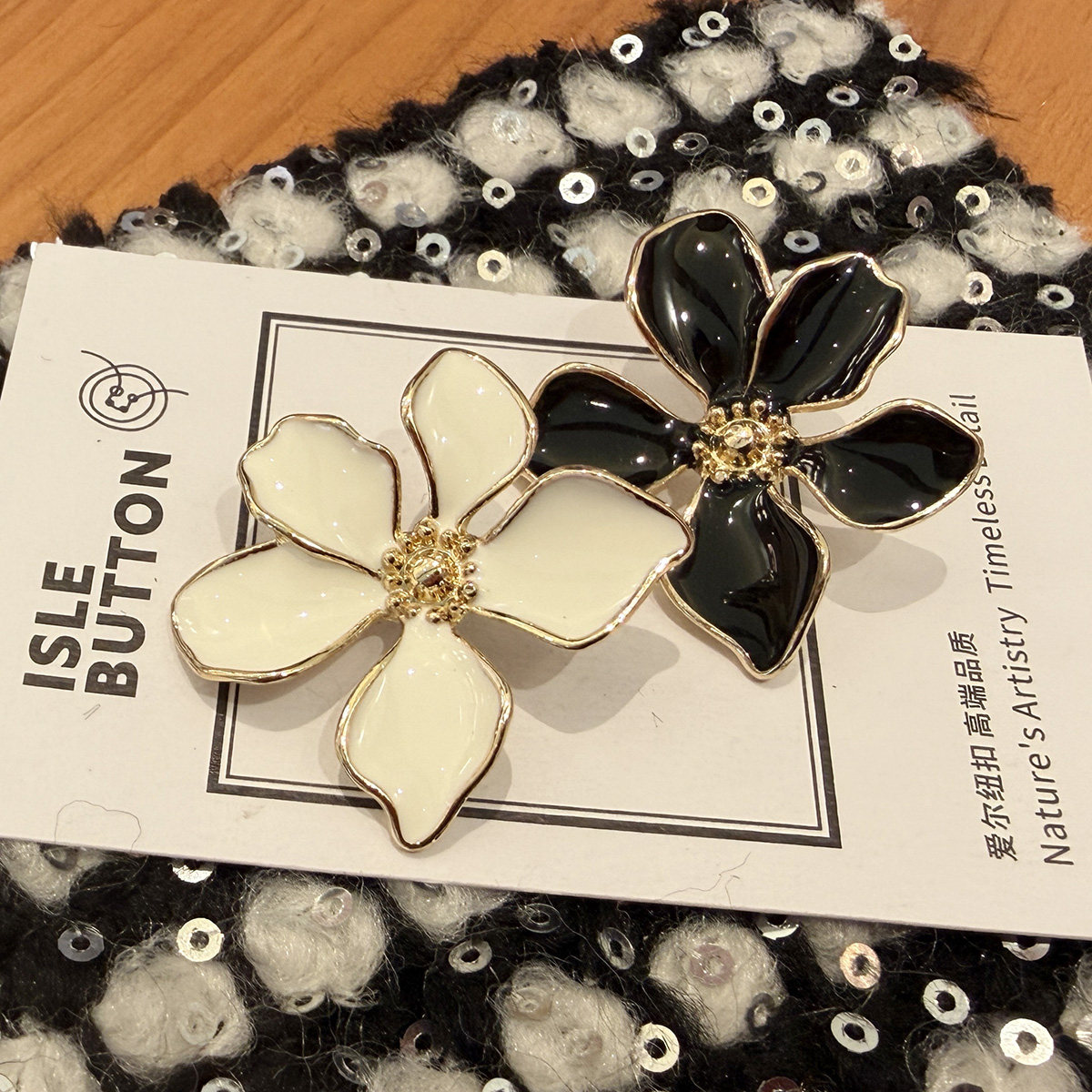 新款轻奢高级感花朵点油金属纽扣呢大衣皮草西服外套毛衣装饰扣子