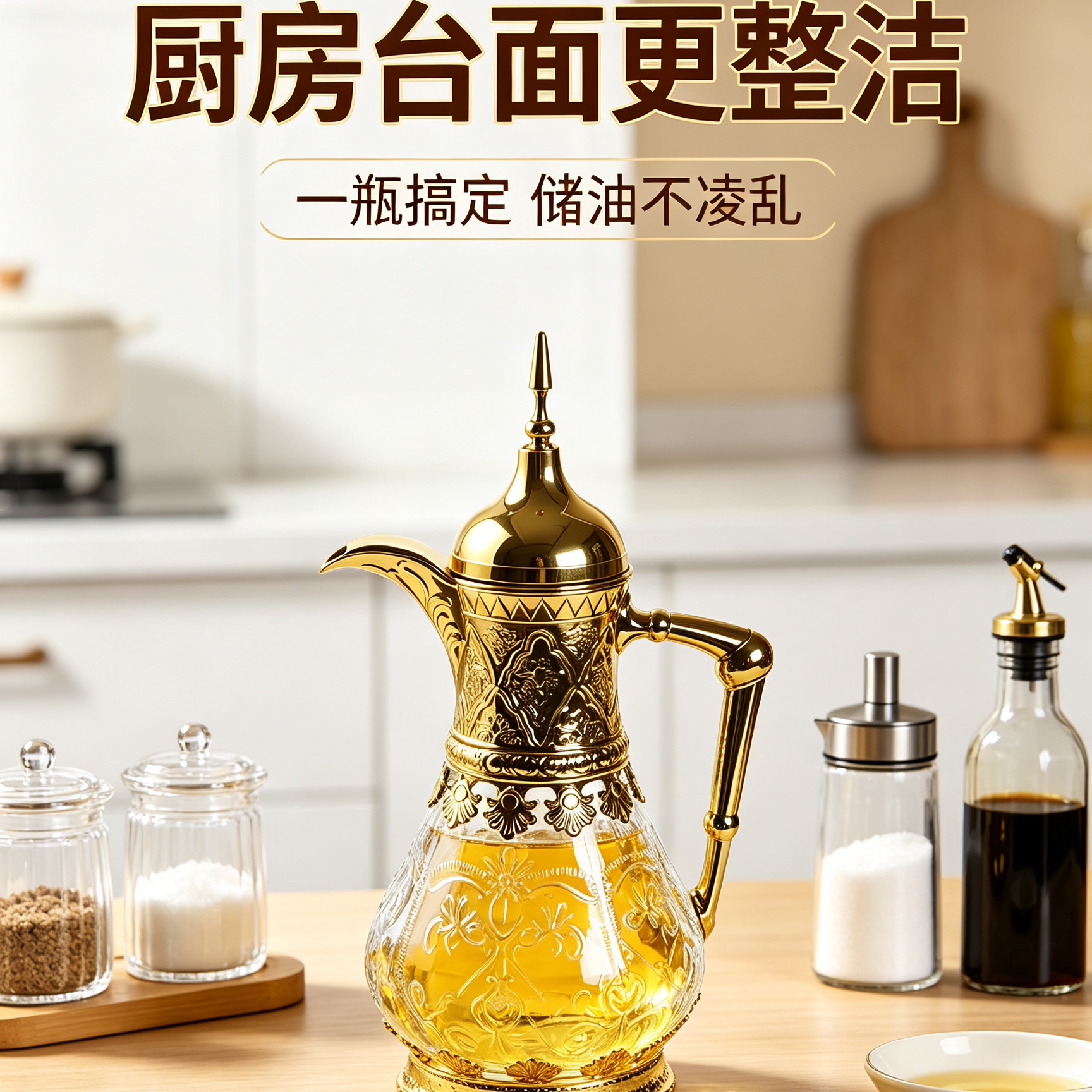 欧式复古玻璃不挂油大容量油壶图片