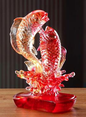 琉璃鱼摆件鸿运上上签居家客厅办公前台桌面摆放乔迁开业商务送礼
