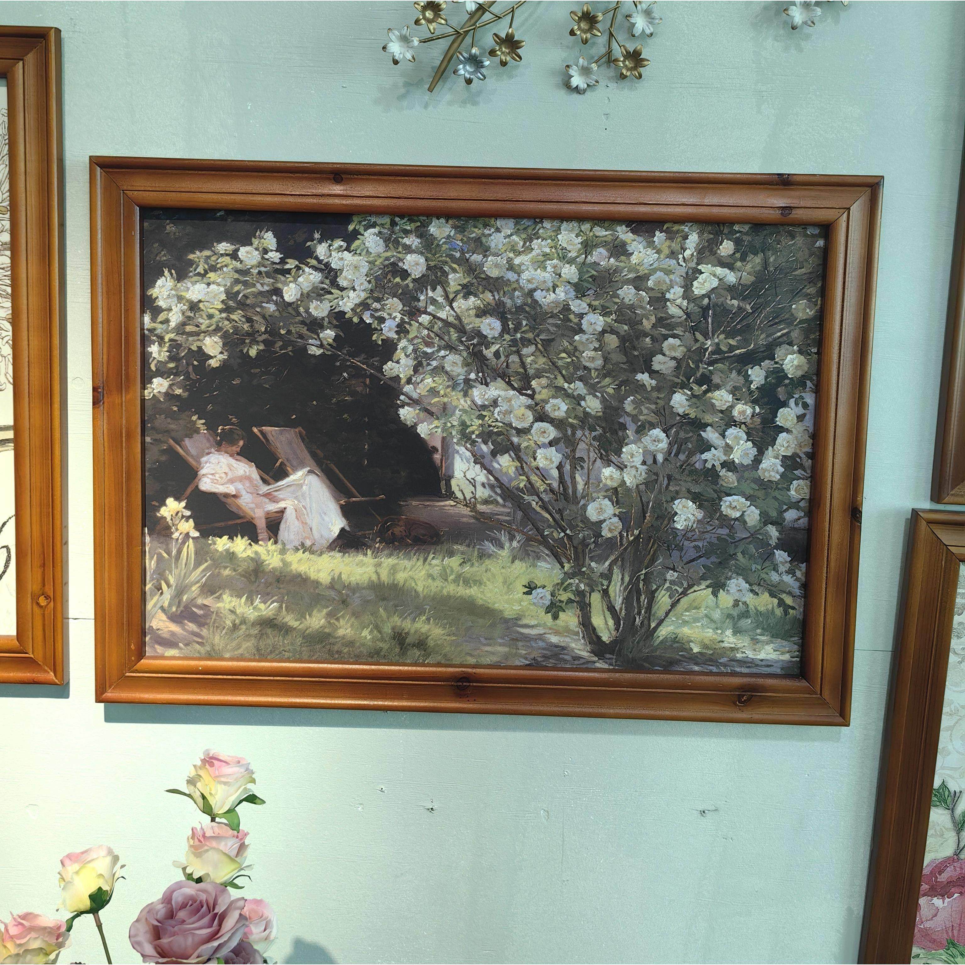 后花园里的玛丽70*50白玫瑰实木框装饰画,家居饰品,现代装饰画,淘宝优惠券,粉丝福利购,淘宝优惠卷