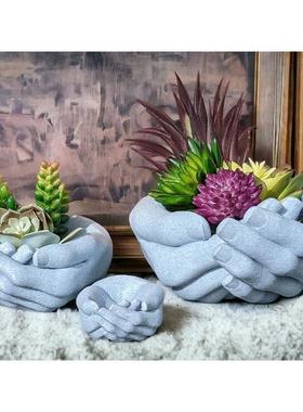 0白色劈叉花盆手指花盆个性创意家居桌面花盆多肉长草绿植装饰