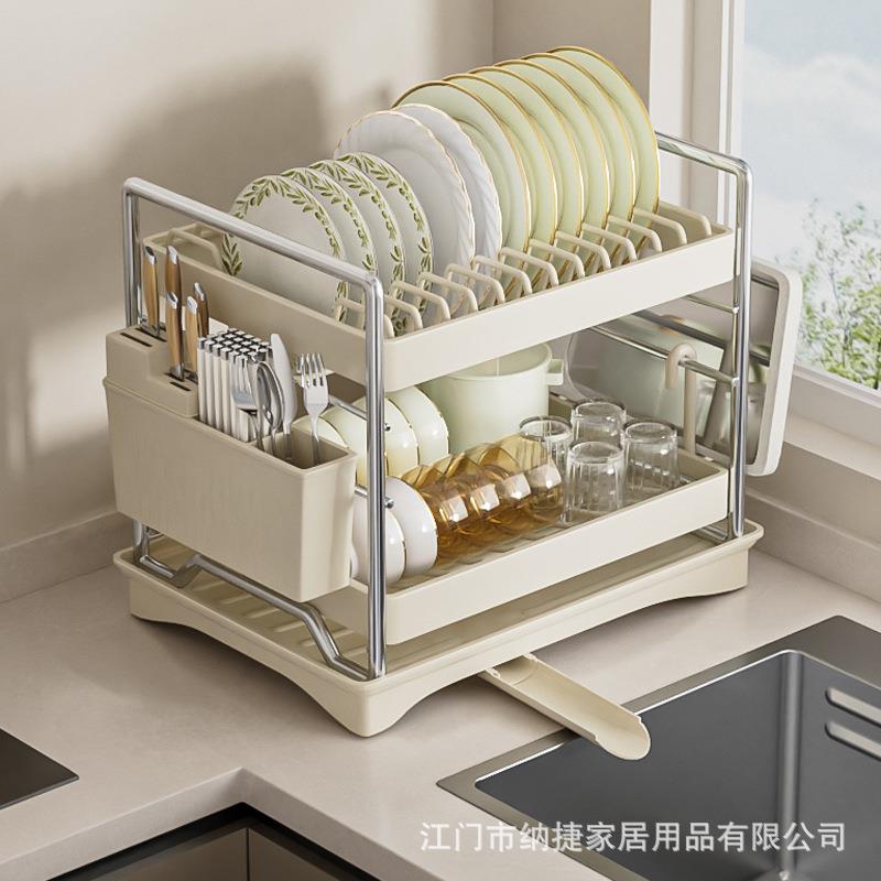 不锈钢厨房碗架沥水架置物架门型碗碟架盘子收纳架子碗柜台面多层