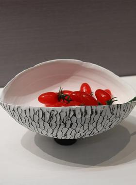 0侘寂风中式树脂果盘摆件酒店餐厅贝壳形装饰盘客厅桌面家居收纳