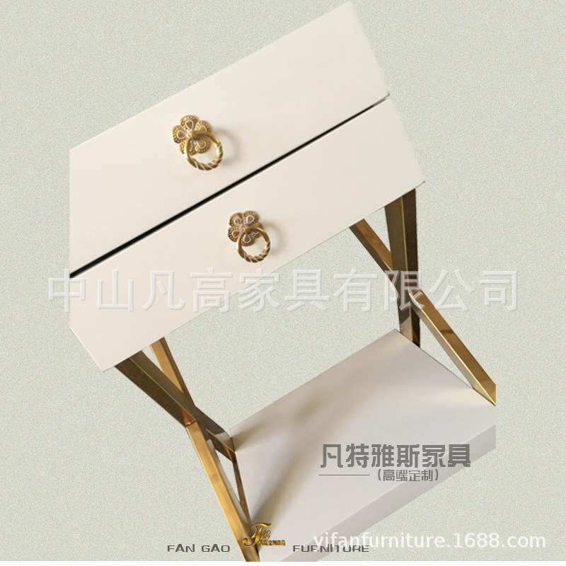 轻奢不锈钢简约时尚现代烤漆休闲客厅沙发个性创意角几多功能灯几