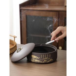 中式 复古潮流办公室客厅大号家用简约茶桌 紫砂烟灰缸时尚 创意个性