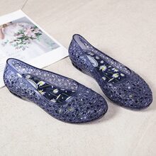 外穿坡跟单鞋时尚ins潮透明水晶凉鞋女网红镂空夏季包新款果冻头