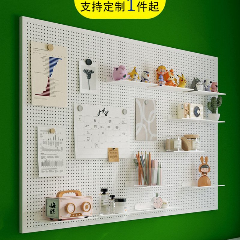 洞洞板置物架厨房墙上五金工具收纳不锈钢冲孔板货架侧面挂板