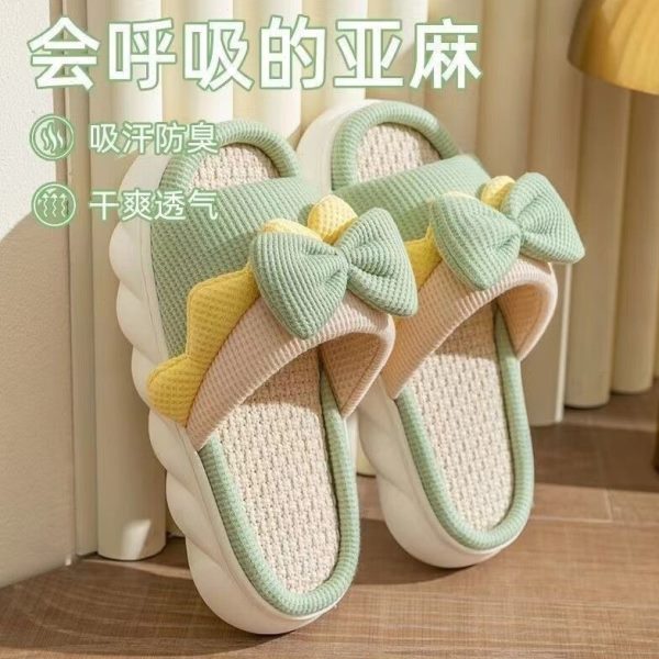 防滑凉增高夏居家居情侣室内端亚麻拖鞋拖棉麻春秋厚底四季女可爱