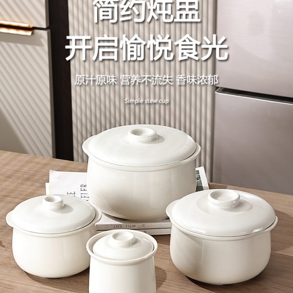 矮胖陶瓷隔水炖盅带盖双耳燕窝汤盅碗家用炖罐电饭煲电炖锅内胆
