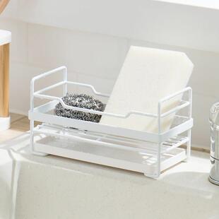 北欧铁艺海绵擦沥水架收纳架厨房水槽台面抹布浴室卫生间置物架