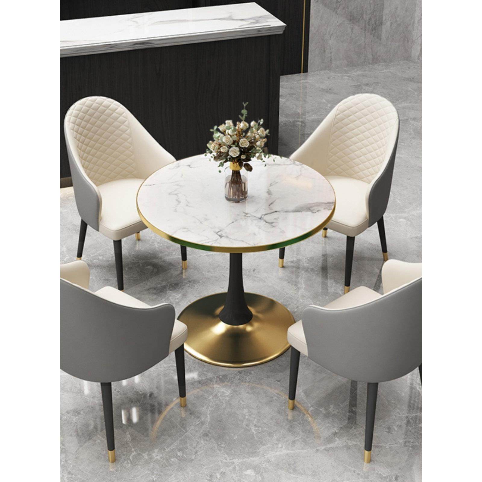 轻奢岩板商务休闲阳台办公接待小圆桌简约现代售楼处会客洽谈桌椅,住宅家具,板木餐桌,淘宝优惠券,粉丝福利购,淘宝优惠卷