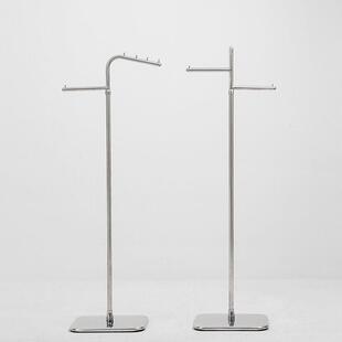 服装店橱窗展示架不锈钢落地架子中岛架陈列架简约银色正挂衣帽架