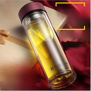 双层玻璃350ml男女士加厚耐热水晶420ml大容量泡茶商务杯定制