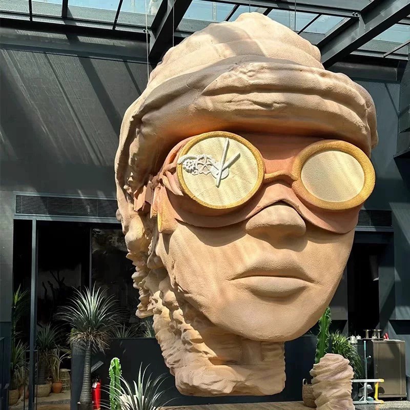 定制艺术巨型人脸雕塑面具玻璃钢泡沫人形头部道具酒吧咖啡馆装饰