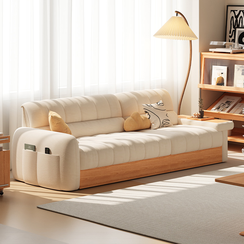 原木风日式高箱储物沙发客厅落地榻榻米地台实木收纳功能奶油风