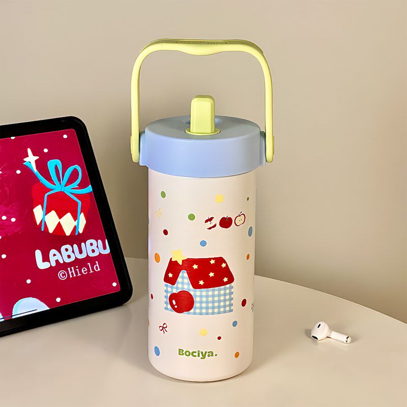 可爱316外出携带吸管保温杯女生高G颜值大容量提手便携随行水杯子