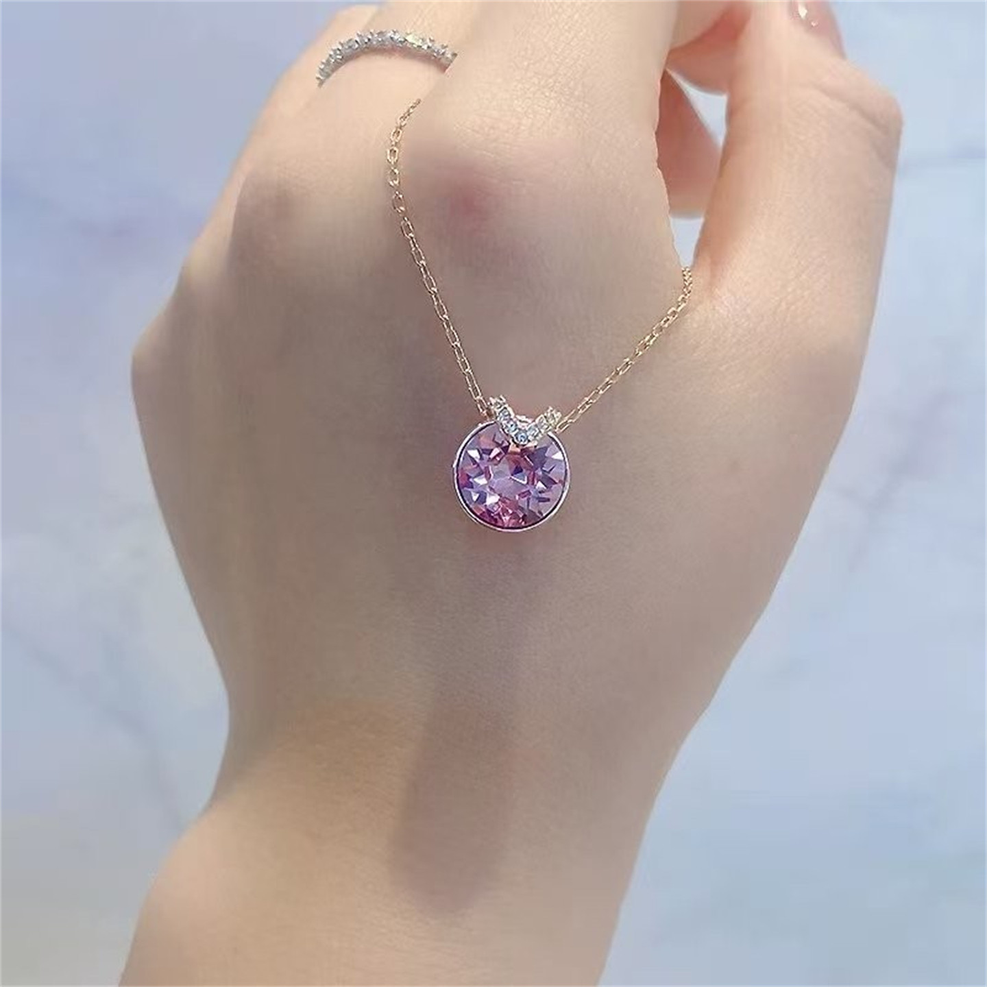 水晶女耳环贝拉项链V百搭锁骨连