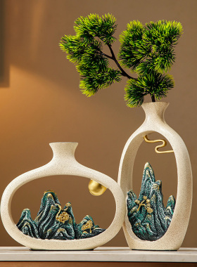 客厅迎客松瓶办公室柜子摆设新玄关酒柜装饰品