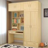 实木书桌松木电脑桌桌柜一体带定制儿童学习桌二合一