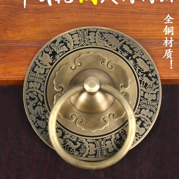 中式十二生肖纯铜门环把手仿古庭院门铜配件老式木门复古大门拉手