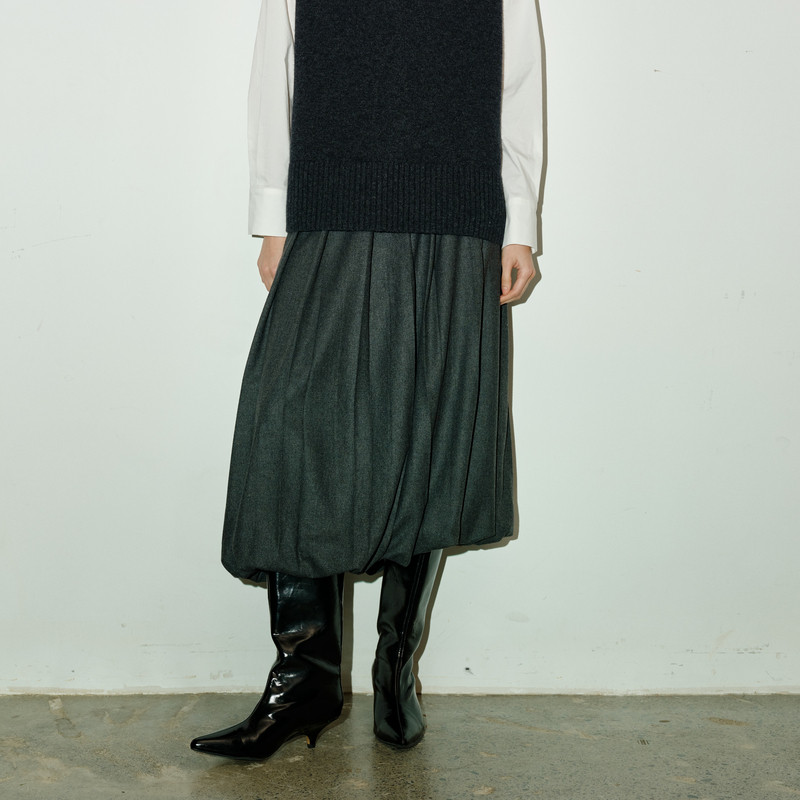 PH KARIN时髦设计感绵羊毛混纺百褶下摆收紧花苞长裙半身裙百搭新,女装/女士精品,半身裙,淘宝优惠券,粉丝福利购,淘宝优惠卷