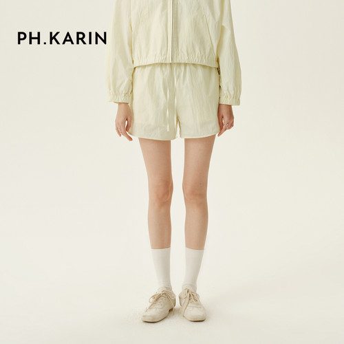 【海滨假日】PH KARIN黄色清新减龄阔腿短裤女夏新款直筒显瘦裤子