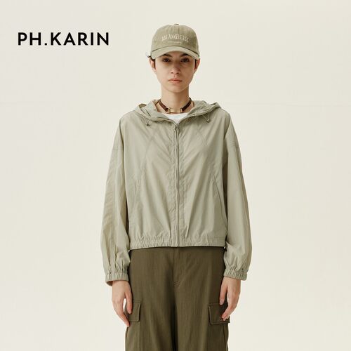 PH KARIN宽松立领连帽短外套女新款休闲通勤上衣